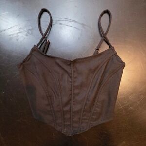 Fashion Nova Black‎ Corset Tank Top Sleeveless Fitted Bustier Crop Cami